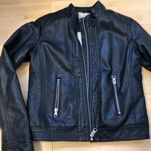Kids fleece-lined leather jacket